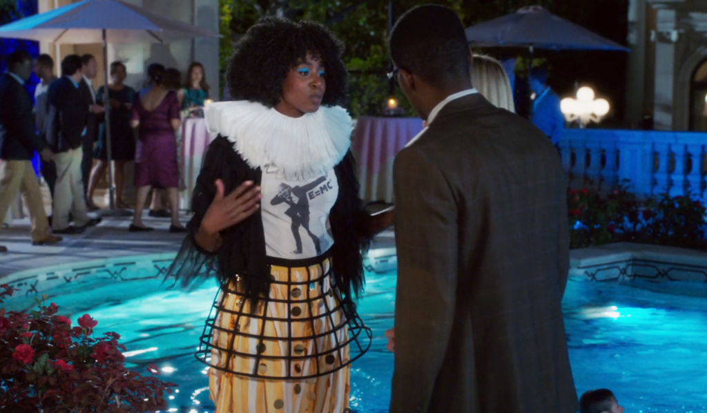 Simone Garnett wears an E=MC squared shirt in The Good Place