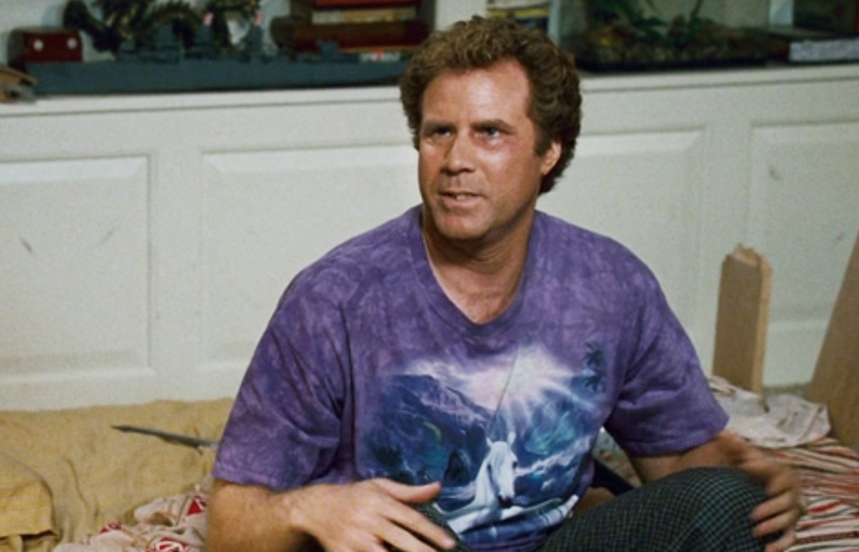 Brennan Huff (Will Ferrell) wears a t-shirt with a white horse on it&nb...
