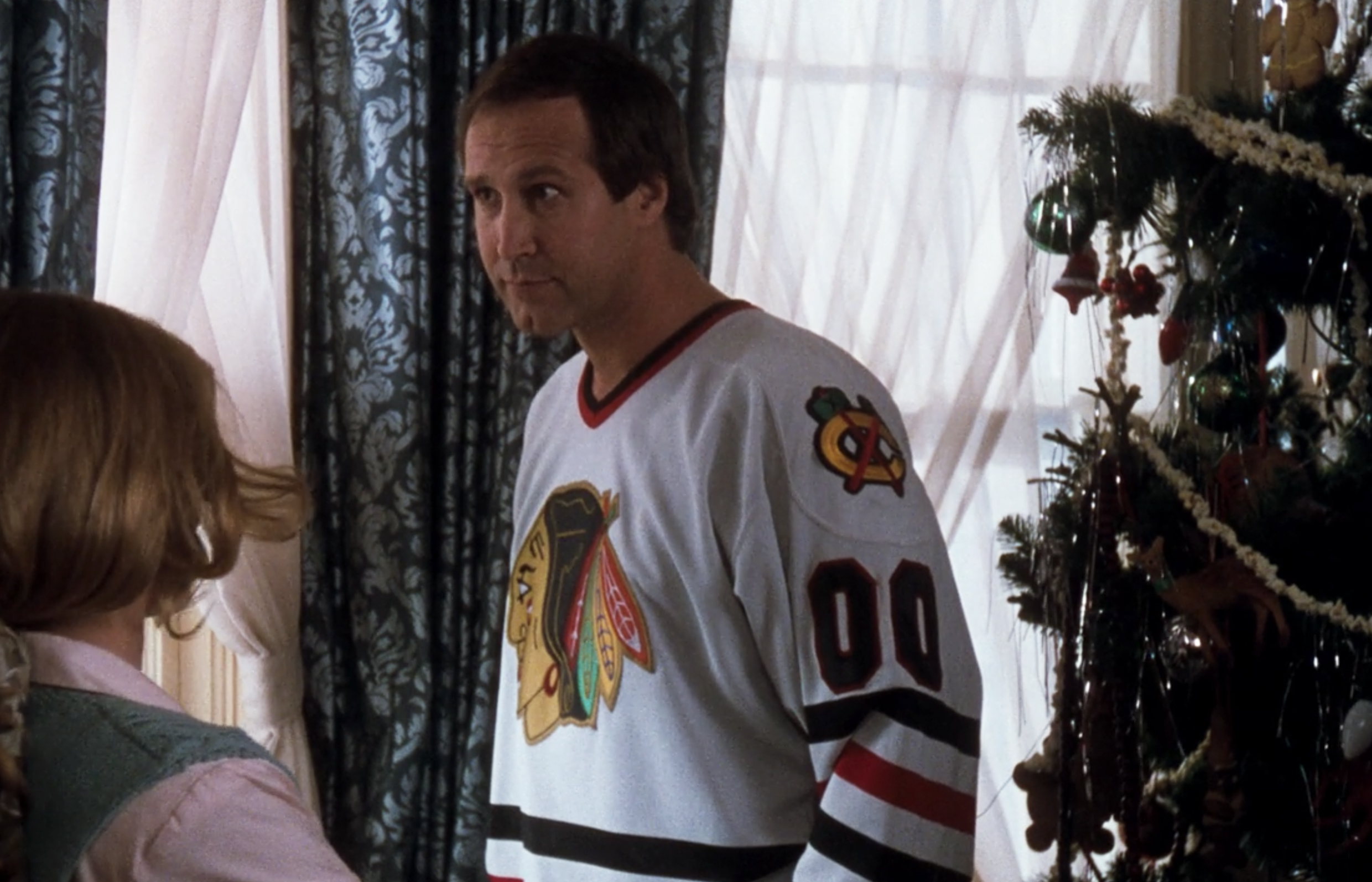 Chevy Chase Signed Clark Griswold Blackhawks Christmas Vacation Jersey Psa  Med